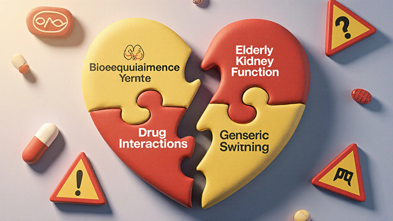 A broken heart puzzle missing key factors affecting digoxin safety, shown in clay rendering.