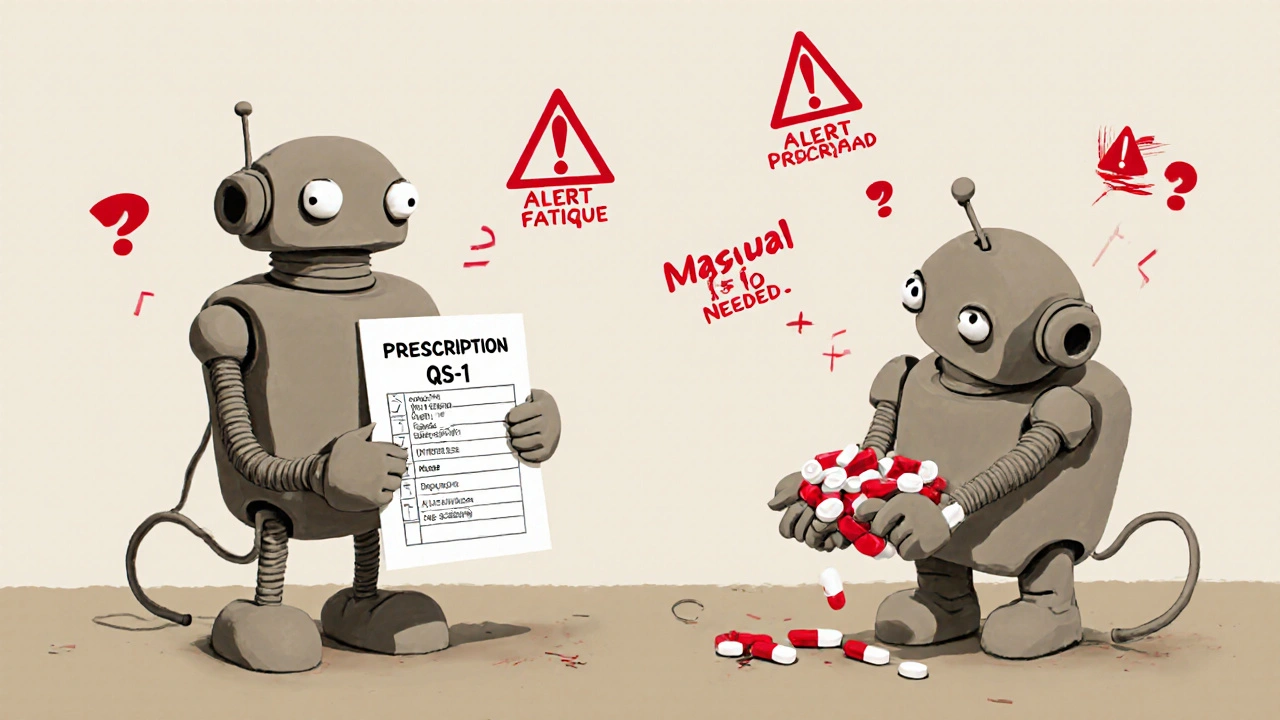 Clay robots representing mismatched health systems struggling to communicate.