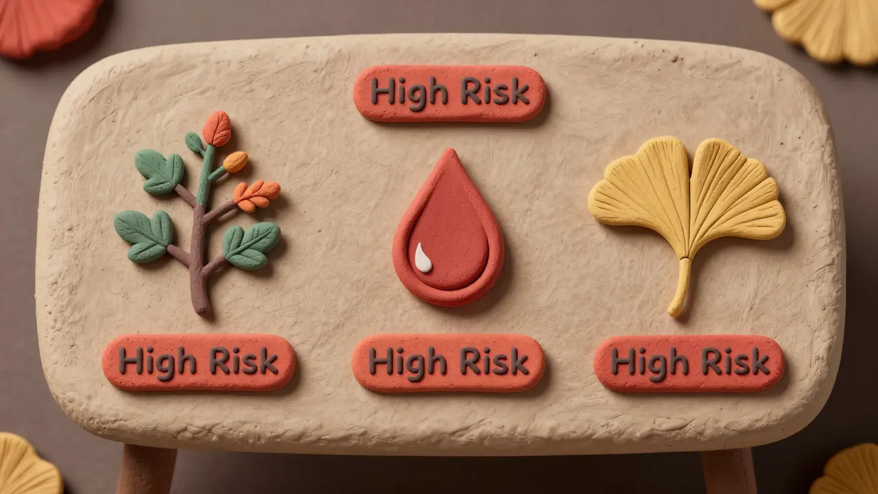 Clay table with icons for high-risk supplement-drug interactions