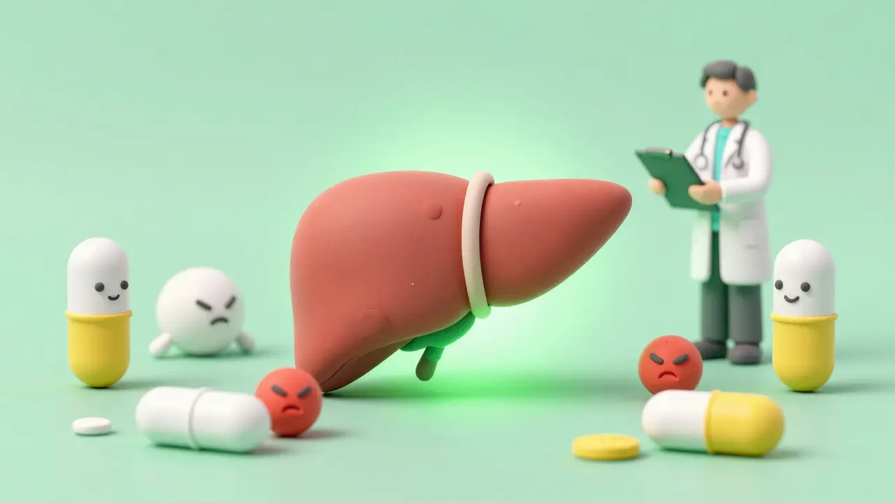 Clay art showing medication healing an inflamed liver organ