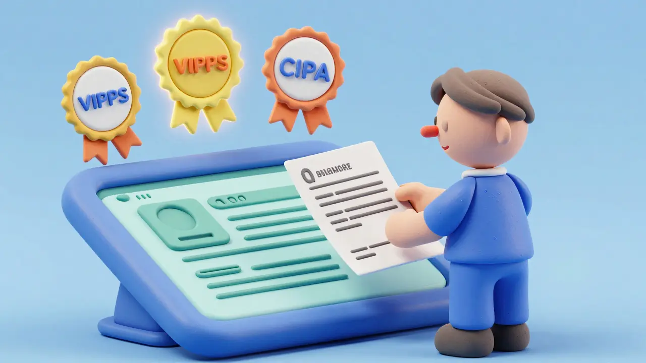 Clay illustration of verifying safe online pharmacy credentials