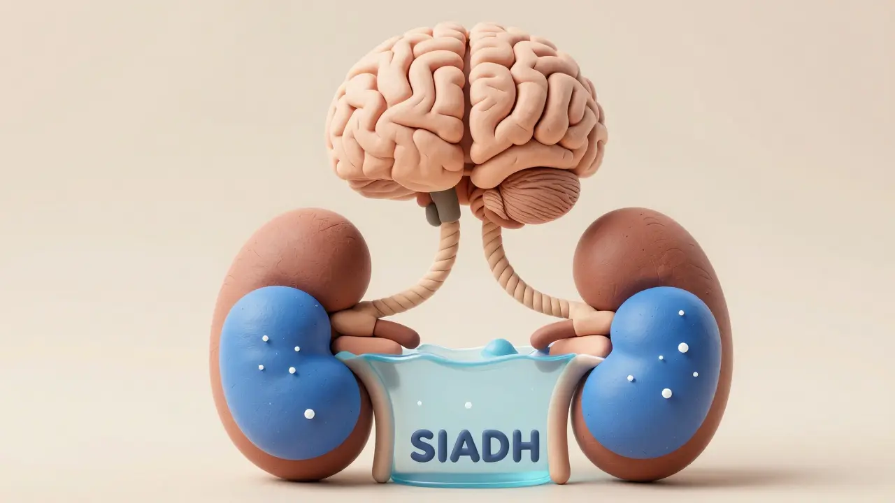 Clay art showing water diluting salt in kidneys, illustrating SSRI side effects