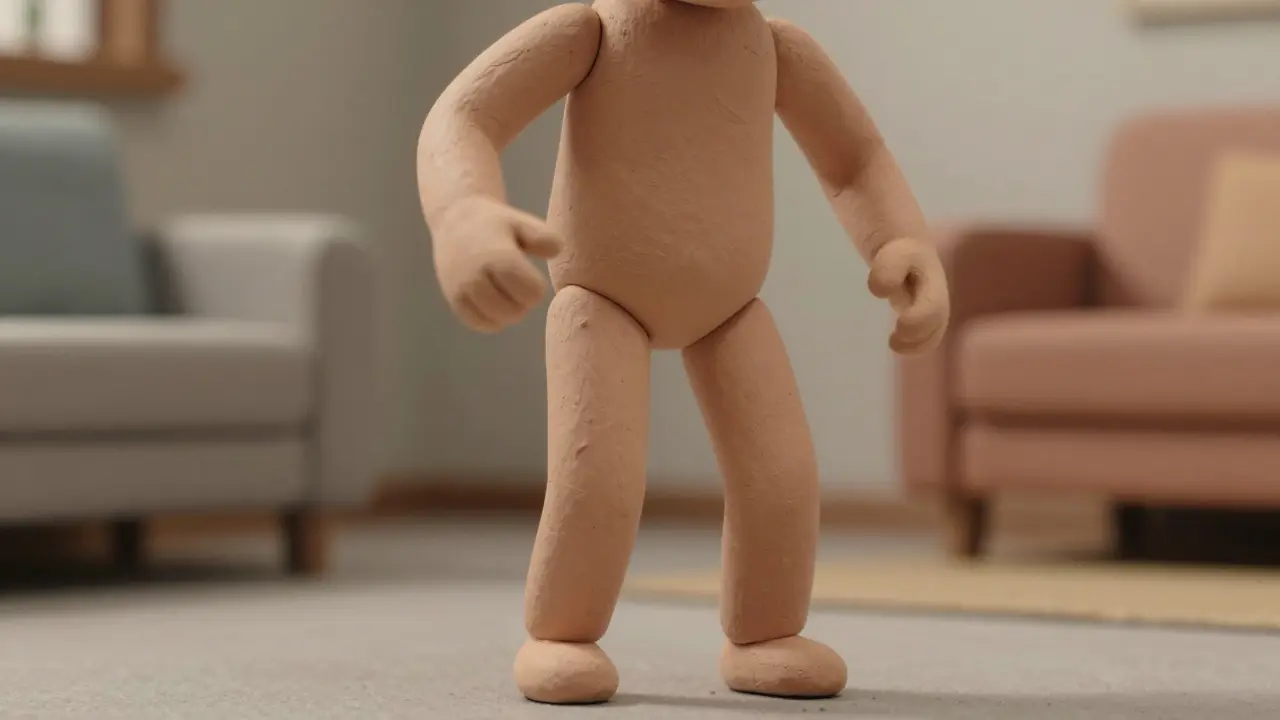 Claymation character demonstrating involuntary chorea movements