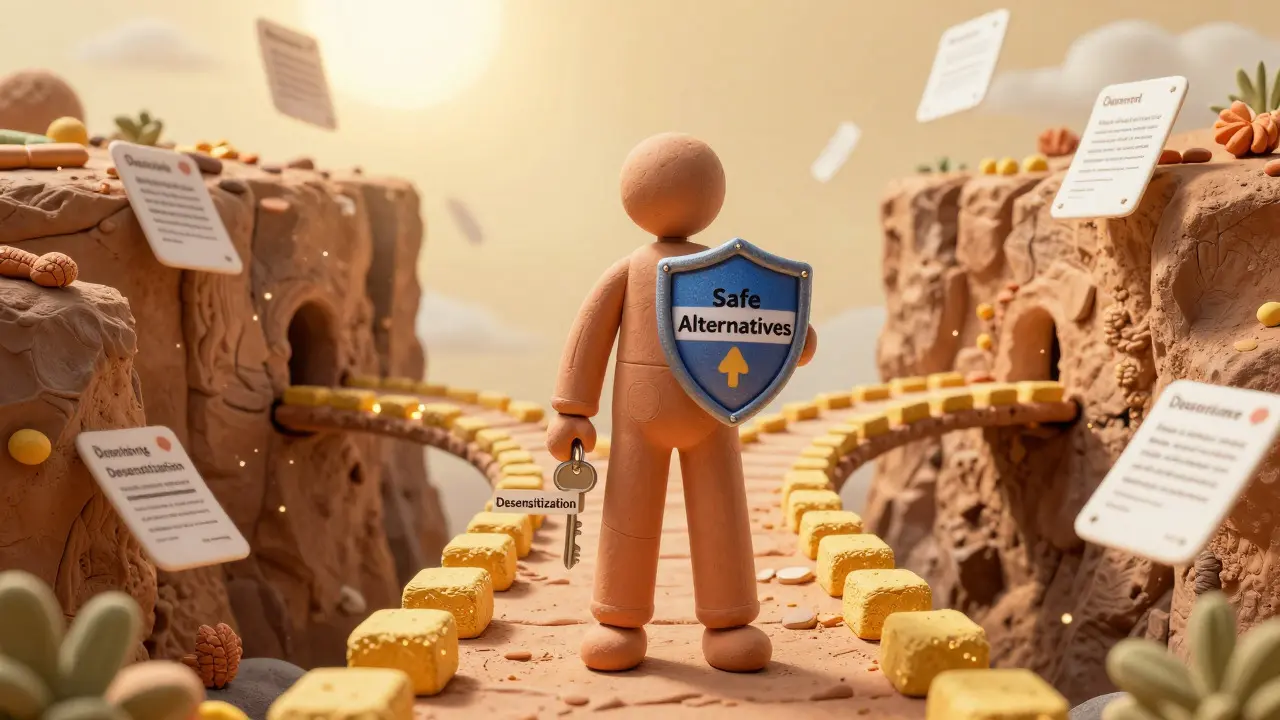 Clay art showing safe medication alternatives and desensitization bridge