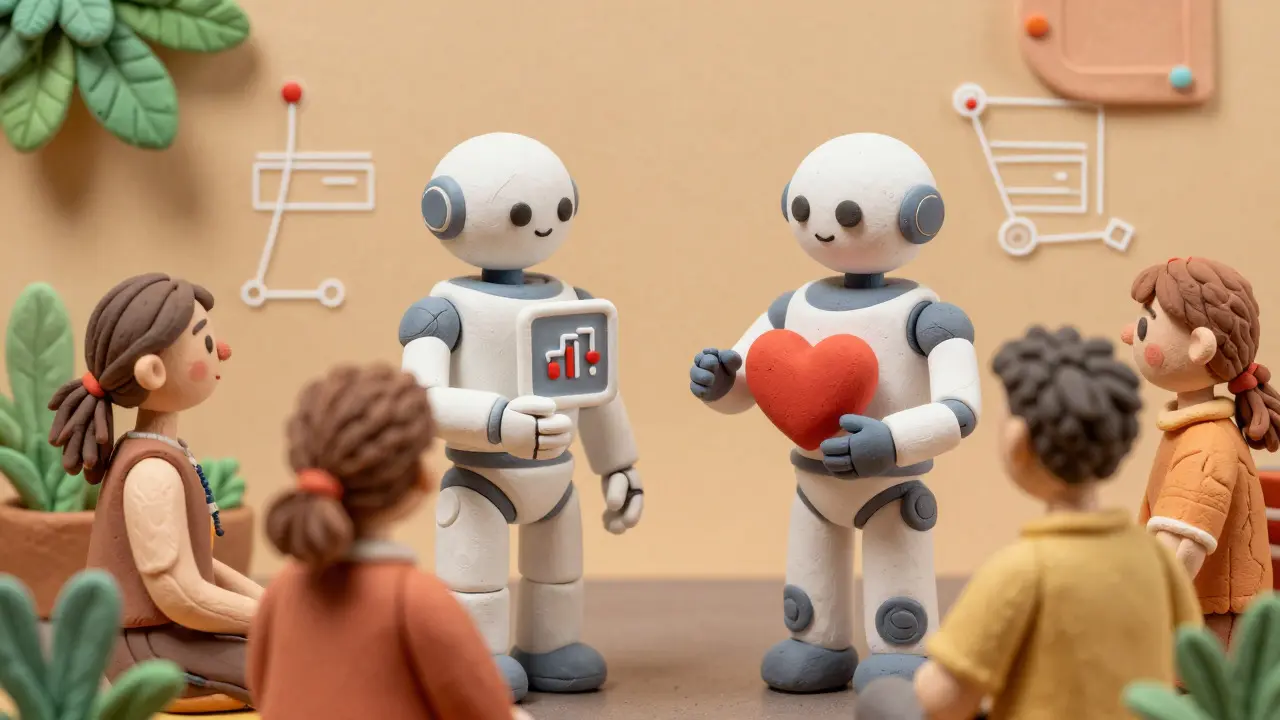 Clay art of AI helpers supporting patients with holistic health management tools